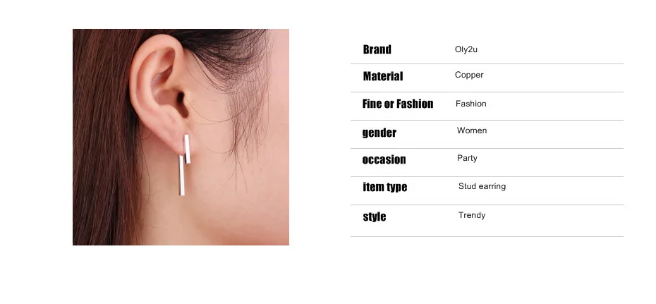 Oly2u в стиле панк простой t бар Серьги Серьги-гвоздики для Для женщин Ювелирные украшения Bijoux Femme ED140