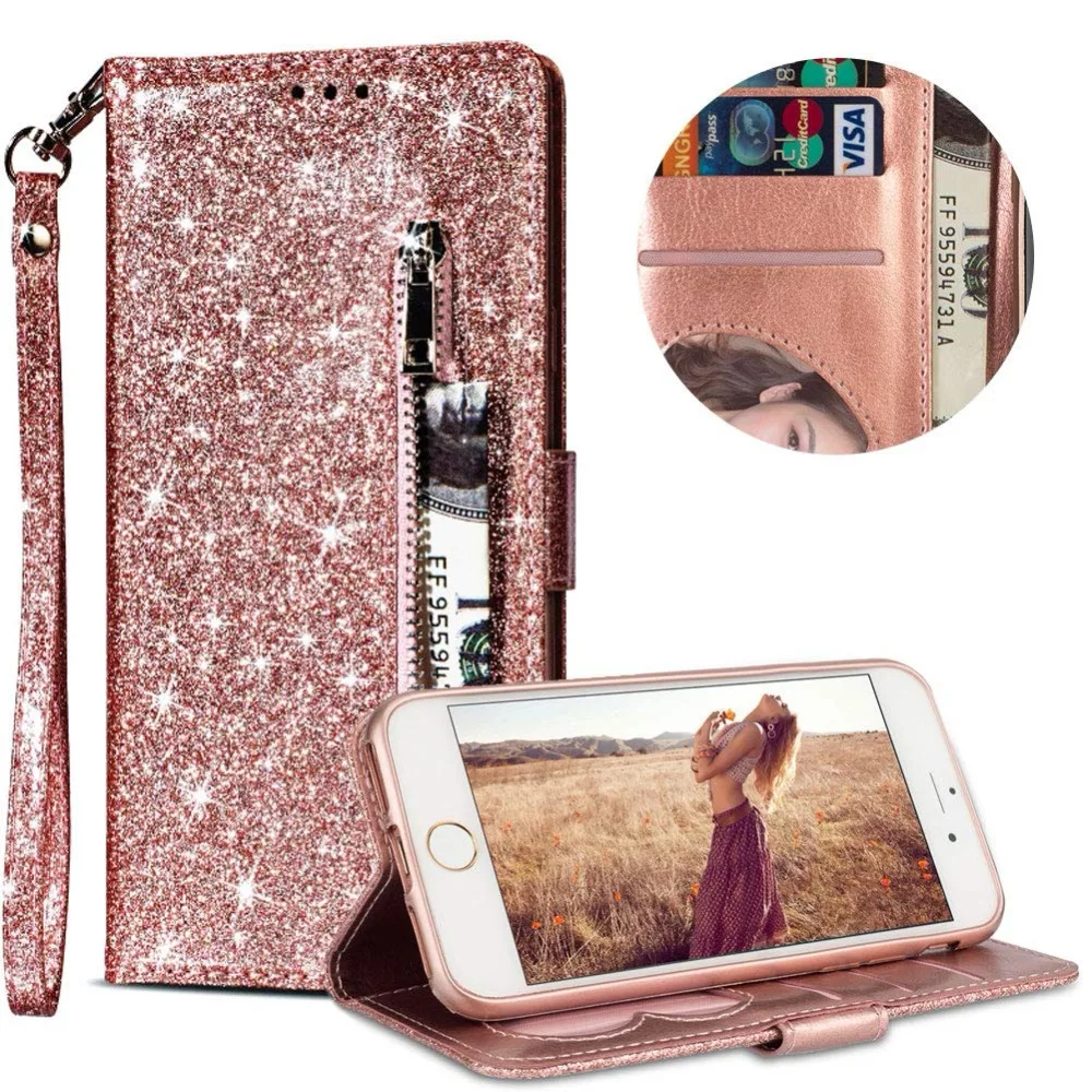 

Funda Case for Samasung Galaxy A10 A20 A30 A50 A70 M10 M20 M30 Luxury Glitter Phone Cases Leather Flip Zipper Wallet Cover Women
