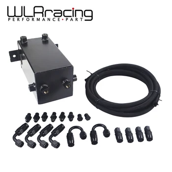 

4L Aluminium Swirl 6 Port -8ORB Fuel Surge Tank Welded 5m Hose NPT Fitting Swirl Pot System For Audi A3 VW golf