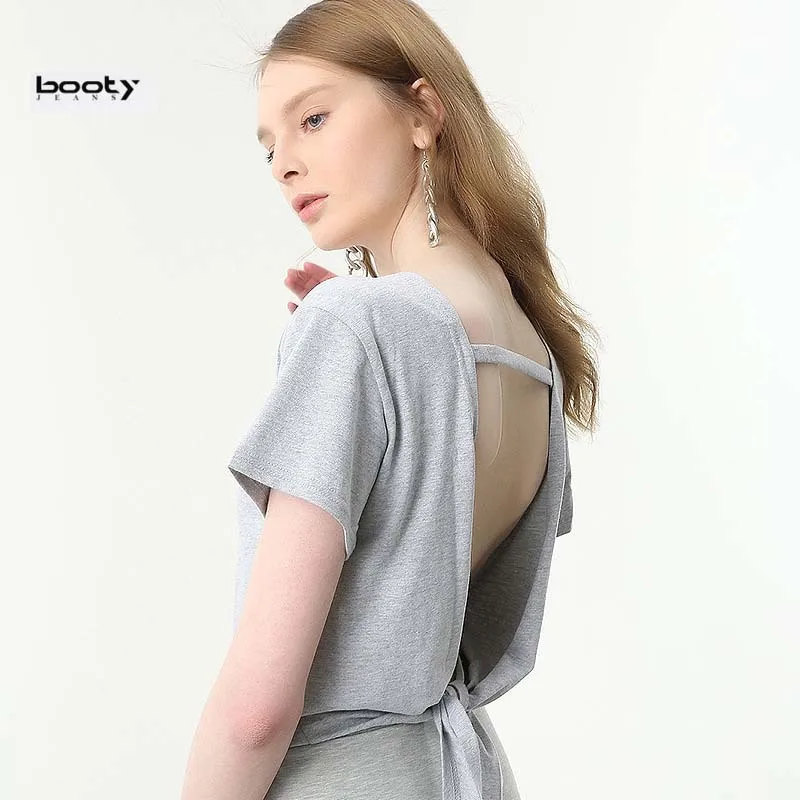 Bootyjeans 2017 новая летняя женская пляжная одежда Сексуальная футболка с вырезами на