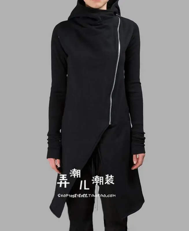 

S-4XL HOT 2019 Spring New Fashion Men and women with new knit hooded jacket inclined placket irregular long