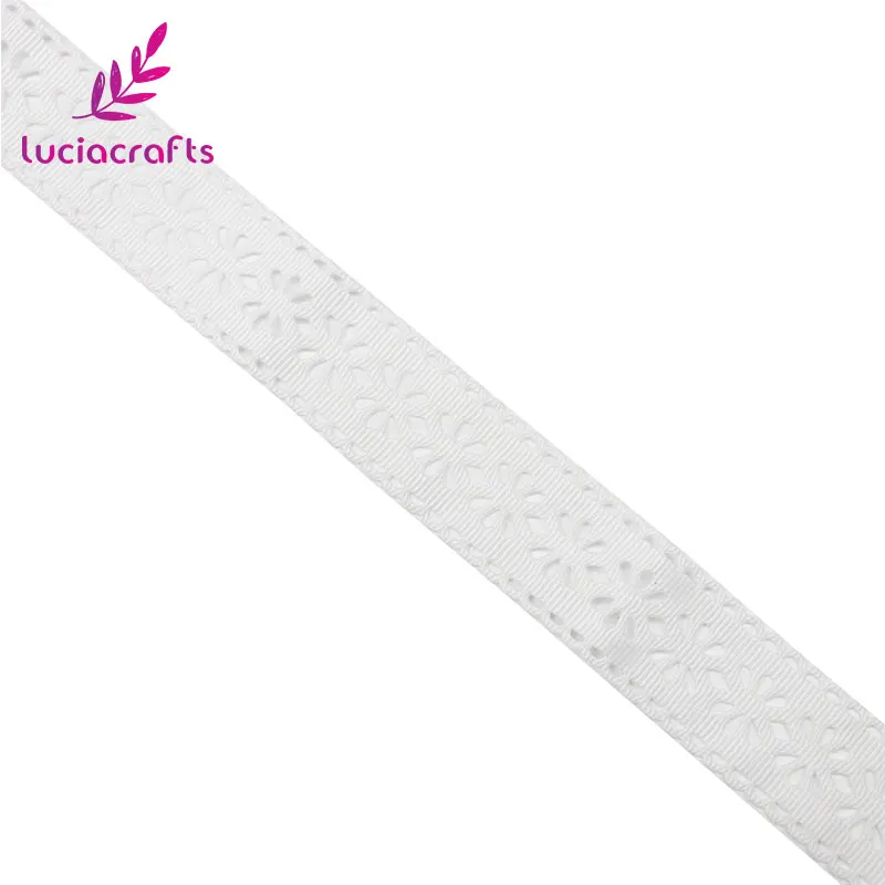 Lucia crafts 2y/7y с фокусным расстоянием 25 мм выдалбливают Стиль Grosgrain ленты DIY Швейные отделка Ленточные ручной работы материалы украшения P0502 - Цвет: White  2y