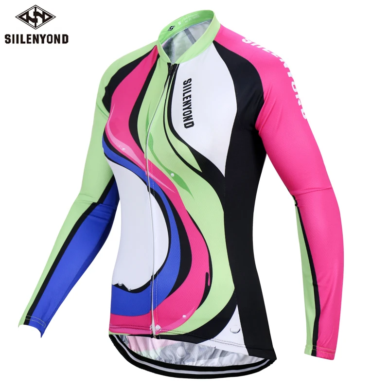 

SIILENYOND Kristine Long Sleeve 100% Polyester Women Cycling Jersey Autumn Mountain Bike Wear Cycling Clothing Ropa Ciclismo