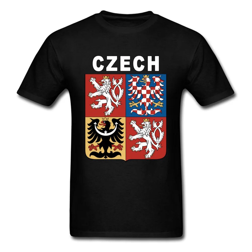 Unique Short Sleeve Tees Summer Round Collar Pure Cotton Mens Top T-shirts Summer Unique Tops T Shirt 2018 Popular Ceska Czech Republic National Game 13763 black