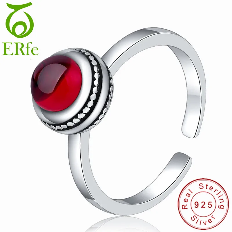 

Bohemian Round Red Stone Resizable Ring for Women Boho 925 Sterling Silver Adjustable Rings Aneis de Prata Alliance SR007