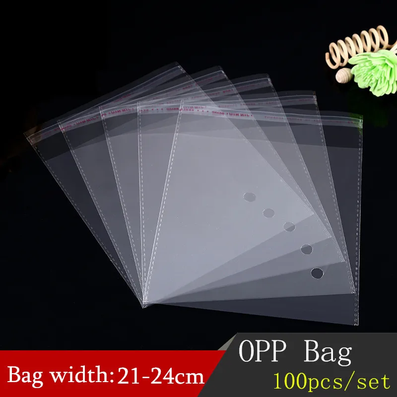 

21-24cm Width Clear Self-adhesive Sealing Plastic Bags Gift Jewelry Packaging Bag Candy Packing Resealable Cookie 100p Opp Bag88