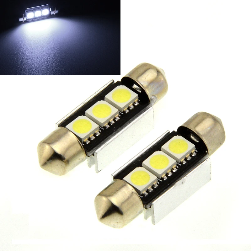10X CAN шина плафон 36 мм Festoon 3 SMD 5050 светодиодный canbus лампа для чтения автомобиля