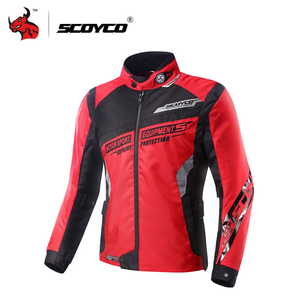 

SCOYCO Motorcycle Jacket Blouson Moto Motocross Protective Clothing Motorbike Racing Jackets With Protector Gear Red Black Blue