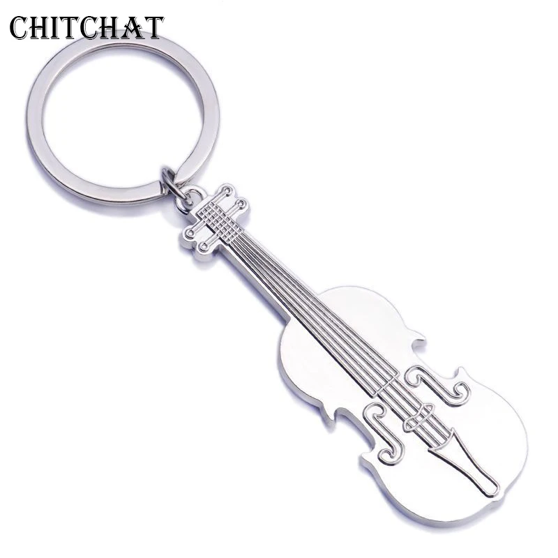 

32mm Ring Creative Gift Guitar Keychain Music Violin Keyring For Bag Handbag Key Ring Car Key Pendant Amazing Gift For Student