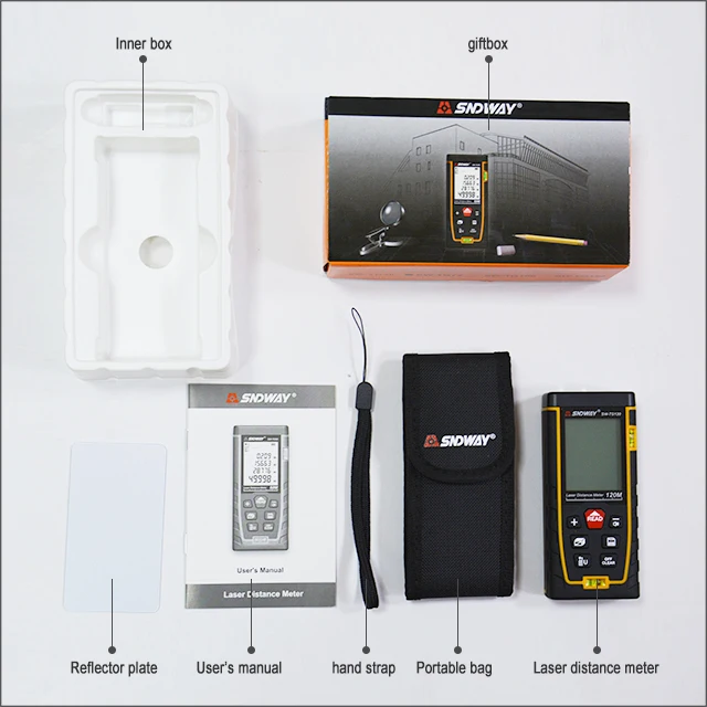 SNDWAY дальномер лазерный двойной горизонтальный с пузырем дальномер на батарейках ручной инструмент устройство SW-TG50 70 100 120