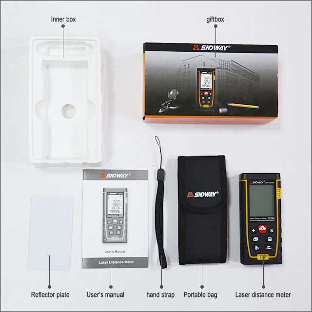 SNDWAY Rangefinder Laser Double Horizontal Bubble Distance Meter Range Battery-Powered Hand Tool Device SW-TG50 70 100 120 SNDWAY Rangefinder Laser Double Horizontal Bubble Distance Meter Range Battery-Powered Hand Tool Device SW-TG50 70 100 120