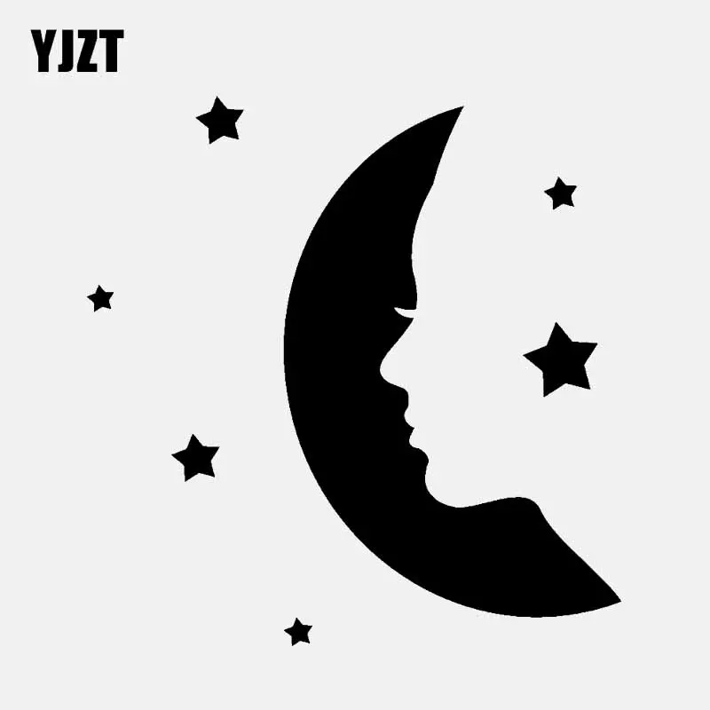 YJZT13CM134CMVinylDecalGirlFaceSilhouetteMoonAndStarsCar