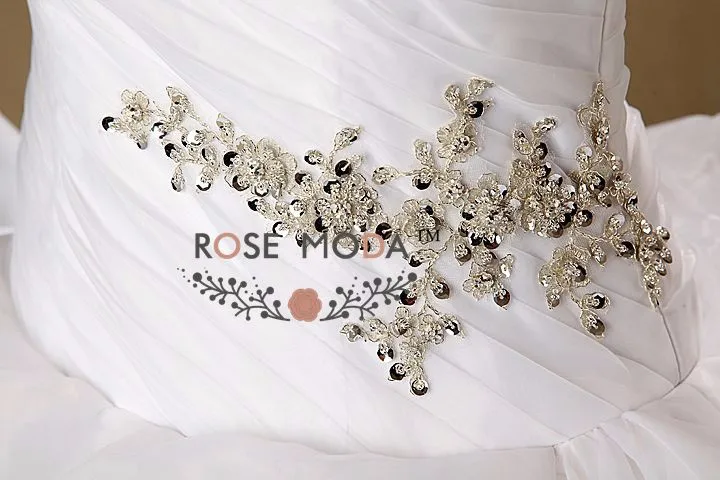 Роскошные цвета слоновой кости Органза с оборками Свадебное бальное платье с 3D розовыми завитками Свадебное Платье Vestidos de Noiva реальные фотографии
