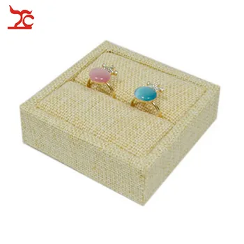 

Brand New Portable Jewelry Display Beige Linen Ring Stud Holder Stand