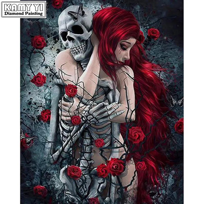 

KAMY YI 5D DIY Diamond Painting Embroidery Girl and Skull Full Square / Round Diamond Mosaic Diamond Painting Decoration YY