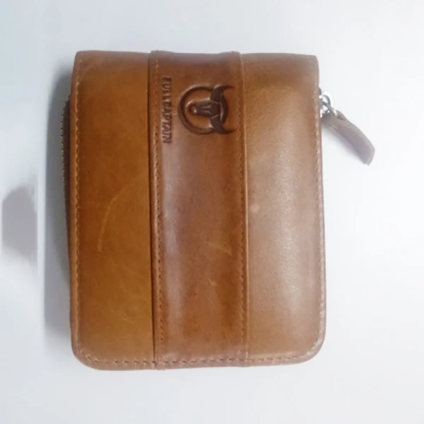 BULLCAPTAIN Для мужчин из натуральной кожи кошелек мужской кошелек портмоне из телячьей кожи тонкий дизайнерский бренд бумажник(желто-коричневого цвета