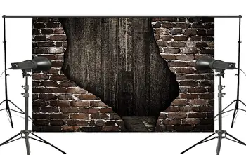 

Cracked Old Brick Wall Photo Background Children Photo Studio Retro Photography Backdrops Wood Floor 5x7ft