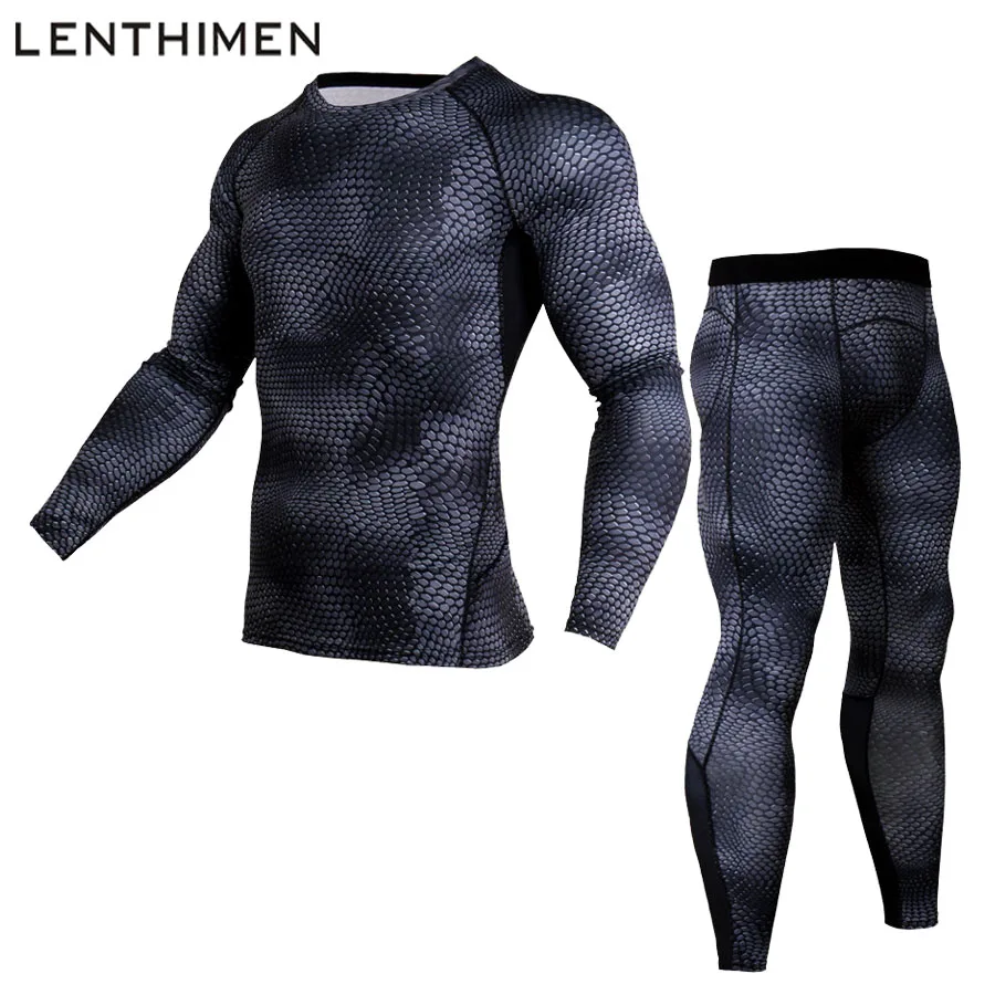 

Rashgard MMA Men's Compression Run Jogging Suits Long Sleeve Shirt Pants 2pcs/Sets Gym Fitness Soccer Tracksuit Sports Suit Men