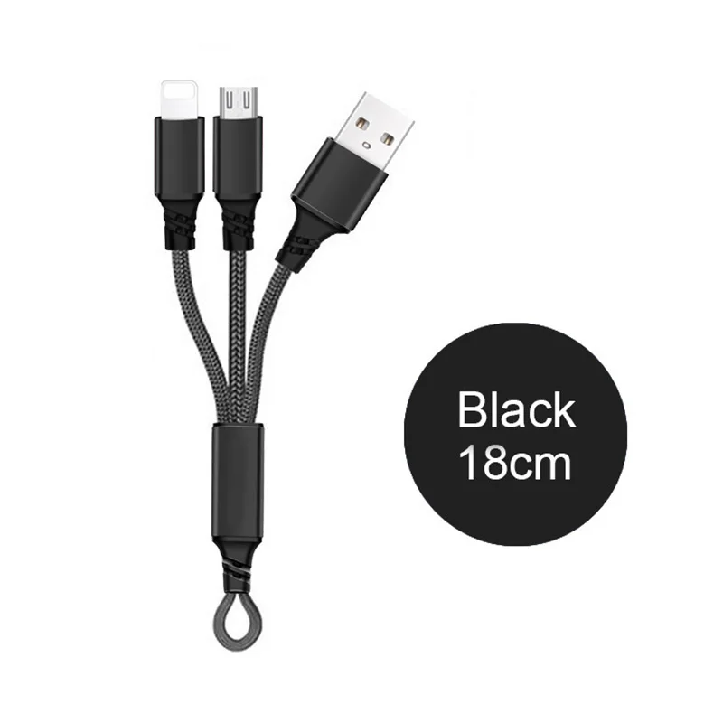 2в1 3 в 1 USB кабель для зарядного устройства для iPhone Xs Max XR X 5 SE 6 s 6s 7 8 Plus Micro usb type C для samsung Xiaomi huawei Android шнур - Цвет: 2in1 Key Black