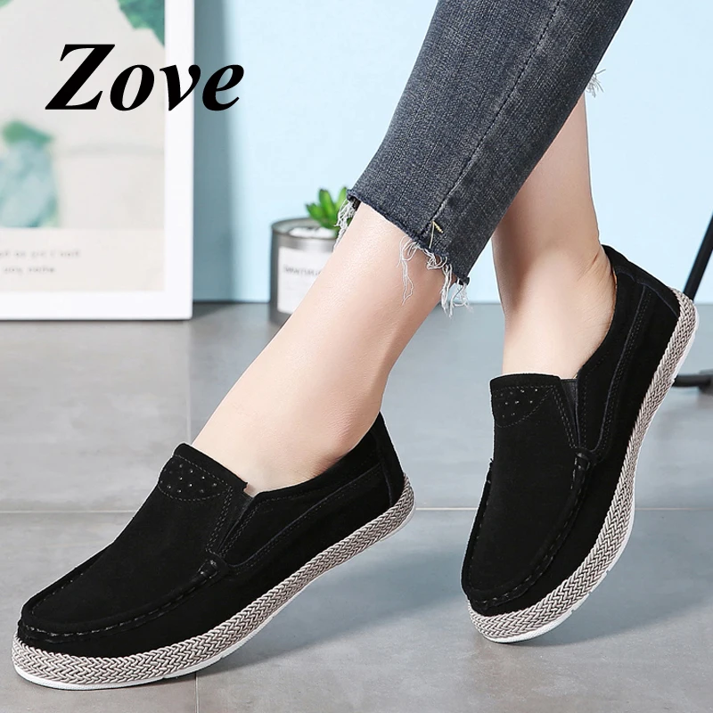 

ZOVE Women Flats Shoes 2019 Spring Fashion Slip On Suede Loafers Sneakers Ladies Casual Driving Moccasins Walking Flats Shoes