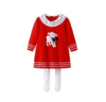 Auro Mesa vestido infantil; рождественское трикотажное платье с длинными рукавами для малышей; платье принцессы с рисунком собаки для малышей; вязаная одежда для маленьких девочек - Цвет: as the picture