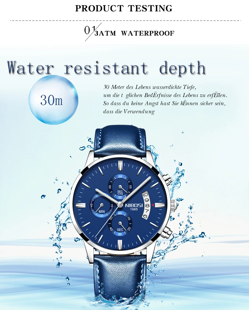 Relogio Masculino Esportivo NIBOSI Men's Watches Are Fashionable With Leather Strap And Mesh Stainless Steel Military Sport Saat (5)