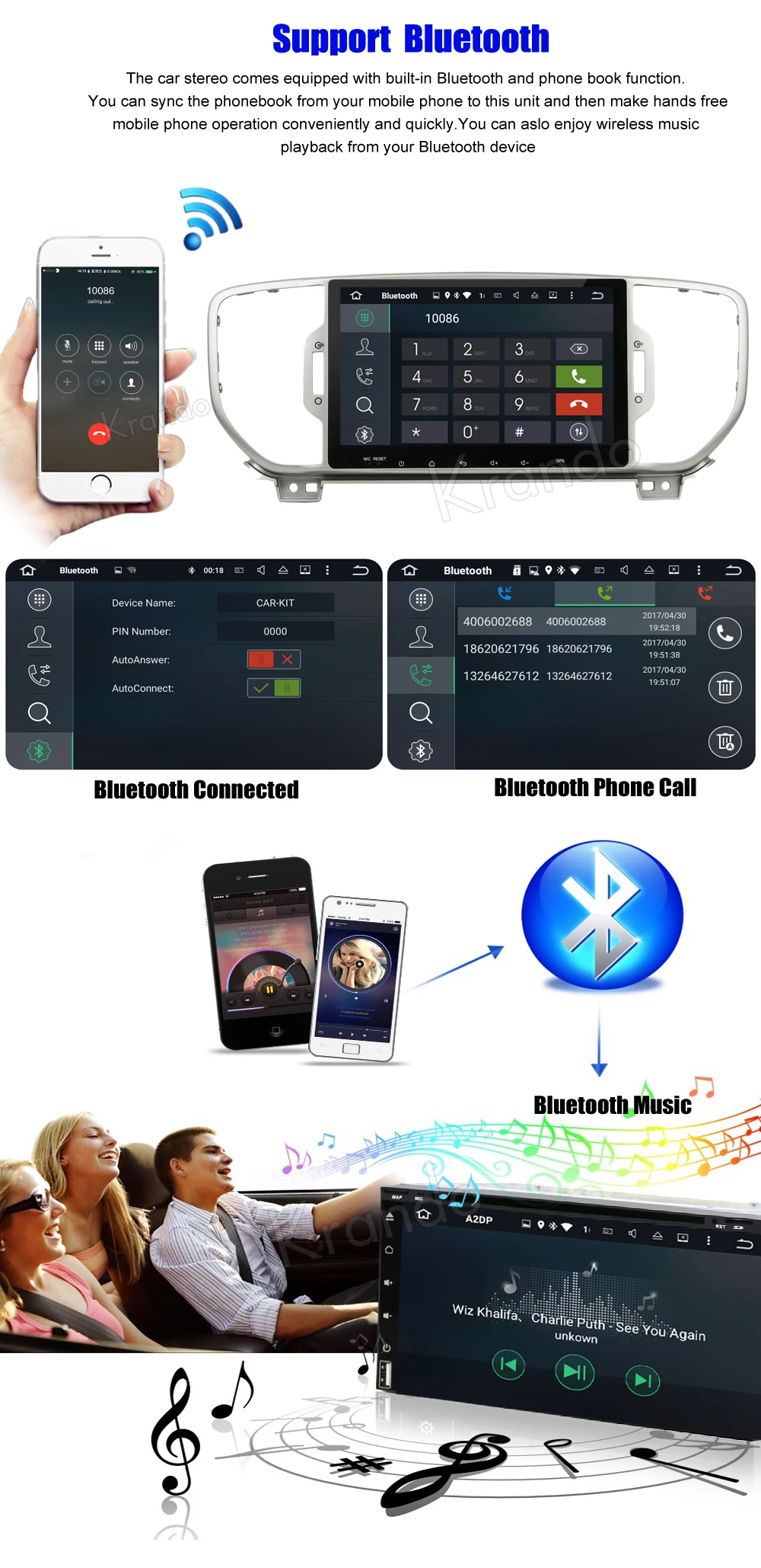 Krando Android car radio gps for kia sportage 2016+ navigation multimedia system  (3)
