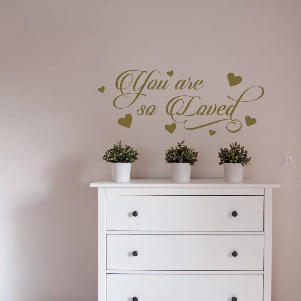 

You Are So Loved Wall Decal Sticker Hearts Wall Vinyl Lettering Decal Nursery Quotes Wall Decals Girls Room Decor G366