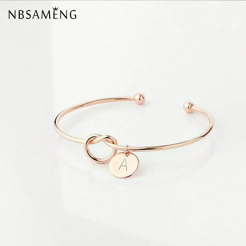 

2019 Trendy Simple Style Name Design Alloy Silver Bangles For Women Charm Bracelet Gift Wedding Personality Jewelry