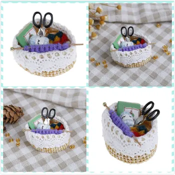 

1:12 Doll Pretend Toy Mini Wool Knitting Tool For Families Collectible Gift Dollhouse Miniature