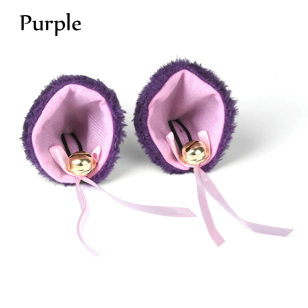 1 пара Модный Милый Колокольчик Кот животные уши заколка для волос сладкий смешной Косплей-повязка на волосы вечерние Аниме костюм аксессуары для волос Новинка - Цвет: Purple