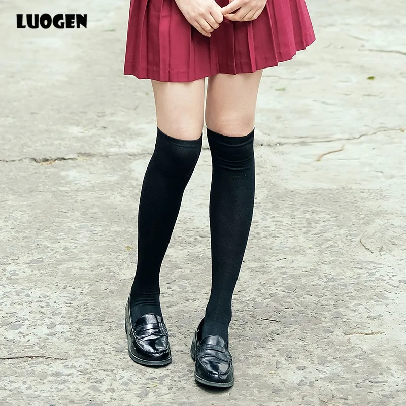 Cute & Sexy Women Knee High Socks Japanese JK School Uniform Velvet Lolita Girl Stocking Black & White Wholesale Price