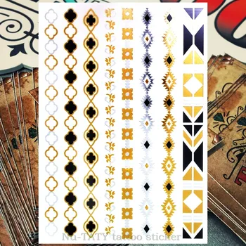 

Nu-TATY 24 style Temporary Tattoo Body Art, Cross chain Golden Designs, Flash Tattoo Sticker Waterproof 21*15cm
