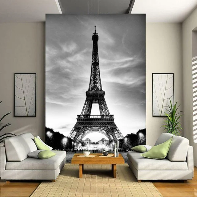 Блеск Обои Черный Белый Строительство Города Париж Эйфелева Башня Стены 3d Полы Мраморный Винил Старинные Pintado Papel Де Parede