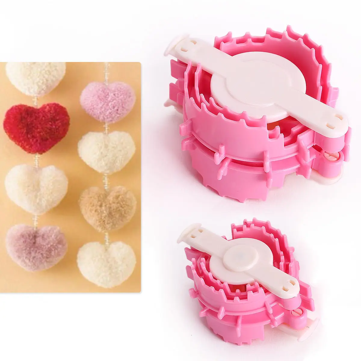 

2Pcs Heart Shape Pom Pom Maker Fluff Ball Weaver Baby Knitting Tool Small+ Large Z07 Drop Shipping