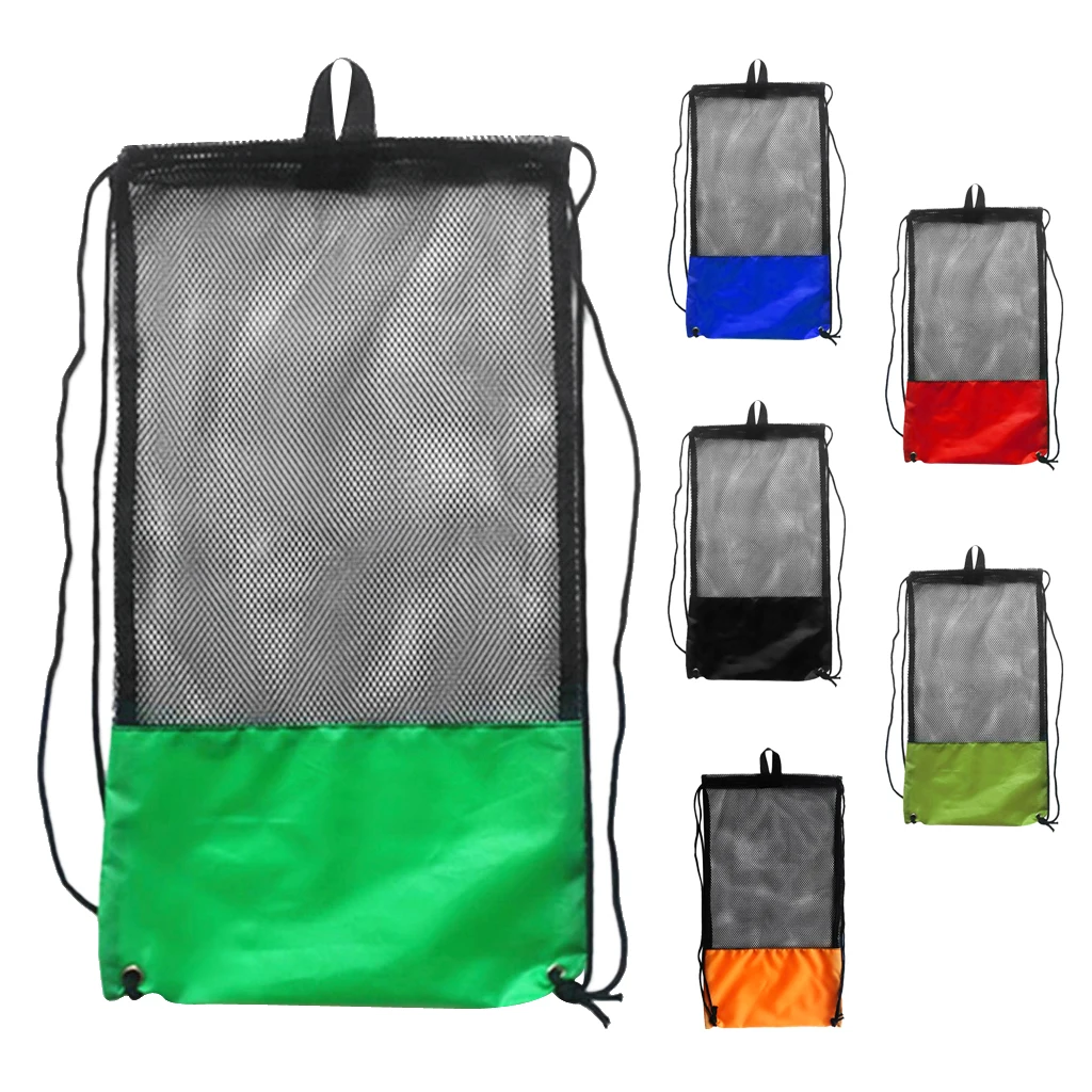 Scuba Diving Snorkeling Swimming Fins Mesh Gear Drawstring Bag Shoulder Strap Pool Swimming Accessories