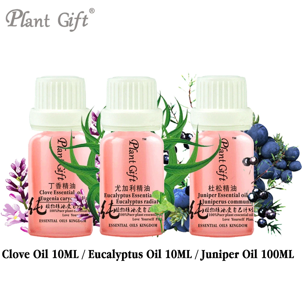 

100% Pure Plant Essential Oils Sri Lanka Clove / Eucalyptus / Juniper Oil 10ml Treatment Of Headache Toothache Halitosis SET