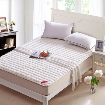 

Plain Dyed Quilted Bed Protection Pad Twin Queen Size Mattress Cover With Bandage High Quality Mattress Topper