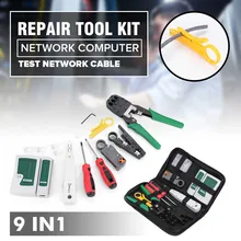 9 в 1 Набор инструментов для ремонта сети UTP Кабельный тестер переносной телефон LAN щипцы штекер зажим RJ45 RJ11 RJ12 CAT5 CAT5e набор инструментов