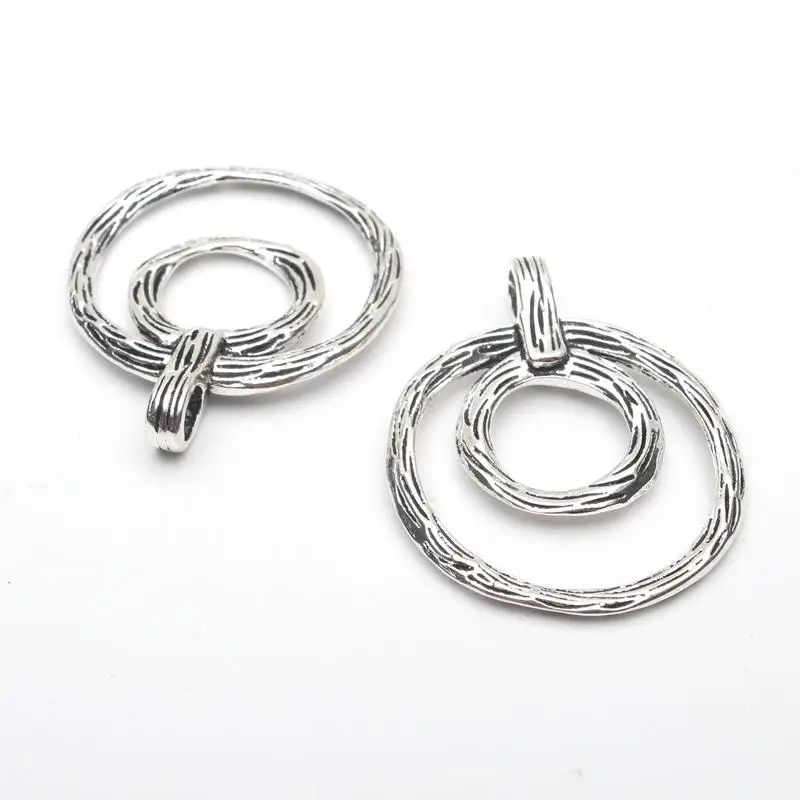

5 units antique sliver Round circle Necklace pendant charms jewelry finding suppliers D-3-97