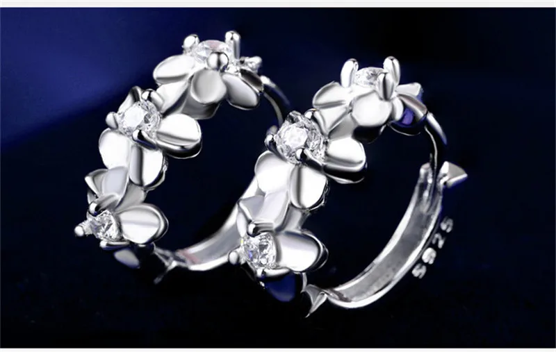 Elegant 585 White Gold Color Earring Sets Boucle d'oreille Flower Clover Crystal Earrings Bijoux Jewelry Brincos Mujer Women E20 (11)