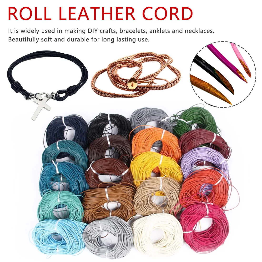 

5M Genuine Leather Cords Round Rope String For Jewelry Making Bracelet Necklace Craft Accessories DIY Jewelry Accessories