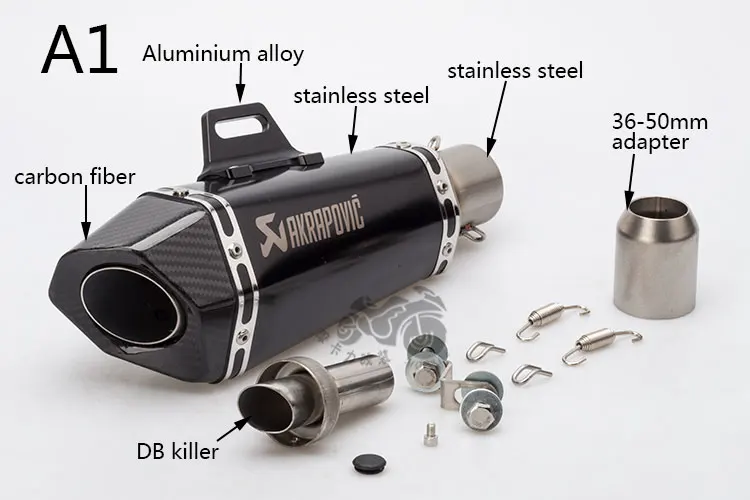 51 мм мотоциклетная выхлопная труба из углеродного волокна, глушитель Akrapovic, маленький шестигранный выхлоп с DB killer для Z900 MT09 KTM390 CBR