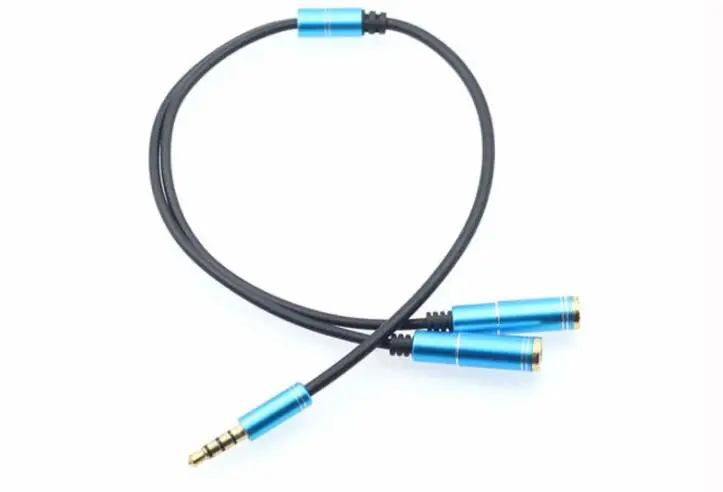 100pcs lots 3 5mm Jack Headphone Mic Audio Splitter Gold Plated Aux Extension Adapter Cable Cord for Computer PC Microphone