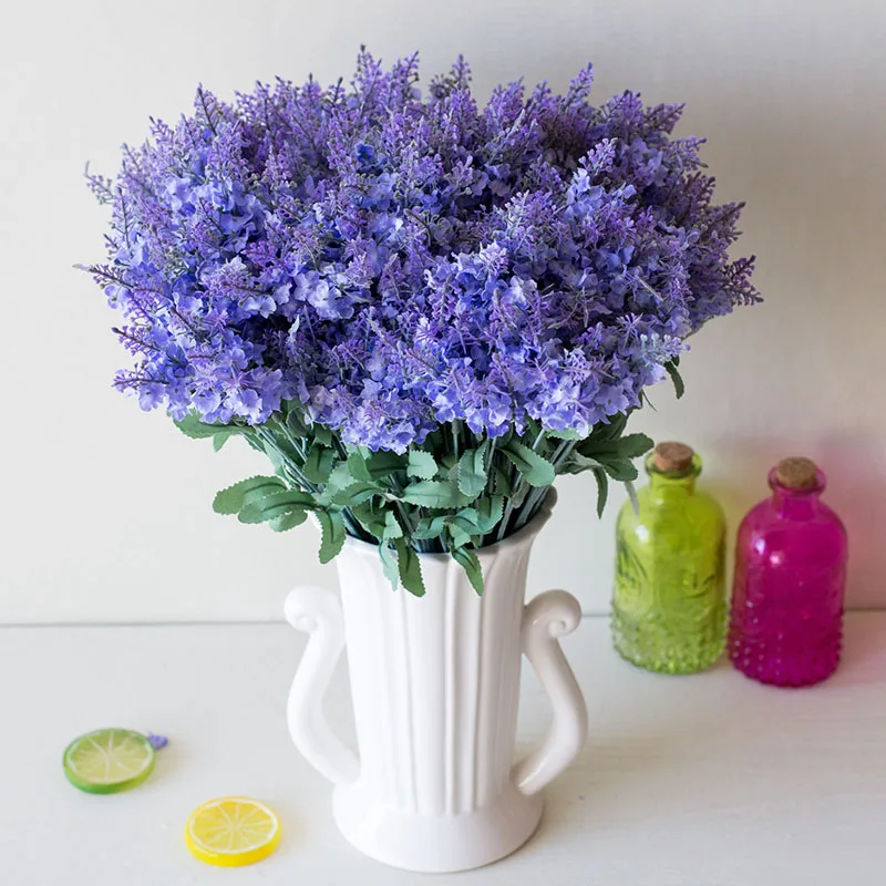 

10 Heads/1Bouquet Silk Artificial Lavender Flower Fake Flower for Home Garden Plant Decor Flower Home Desk Decor P10