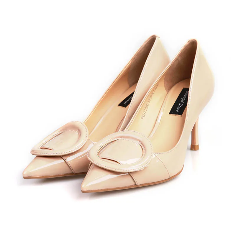 

Spring and summer new hot leather single shoes high heels party comfortable leather soft business simple wind