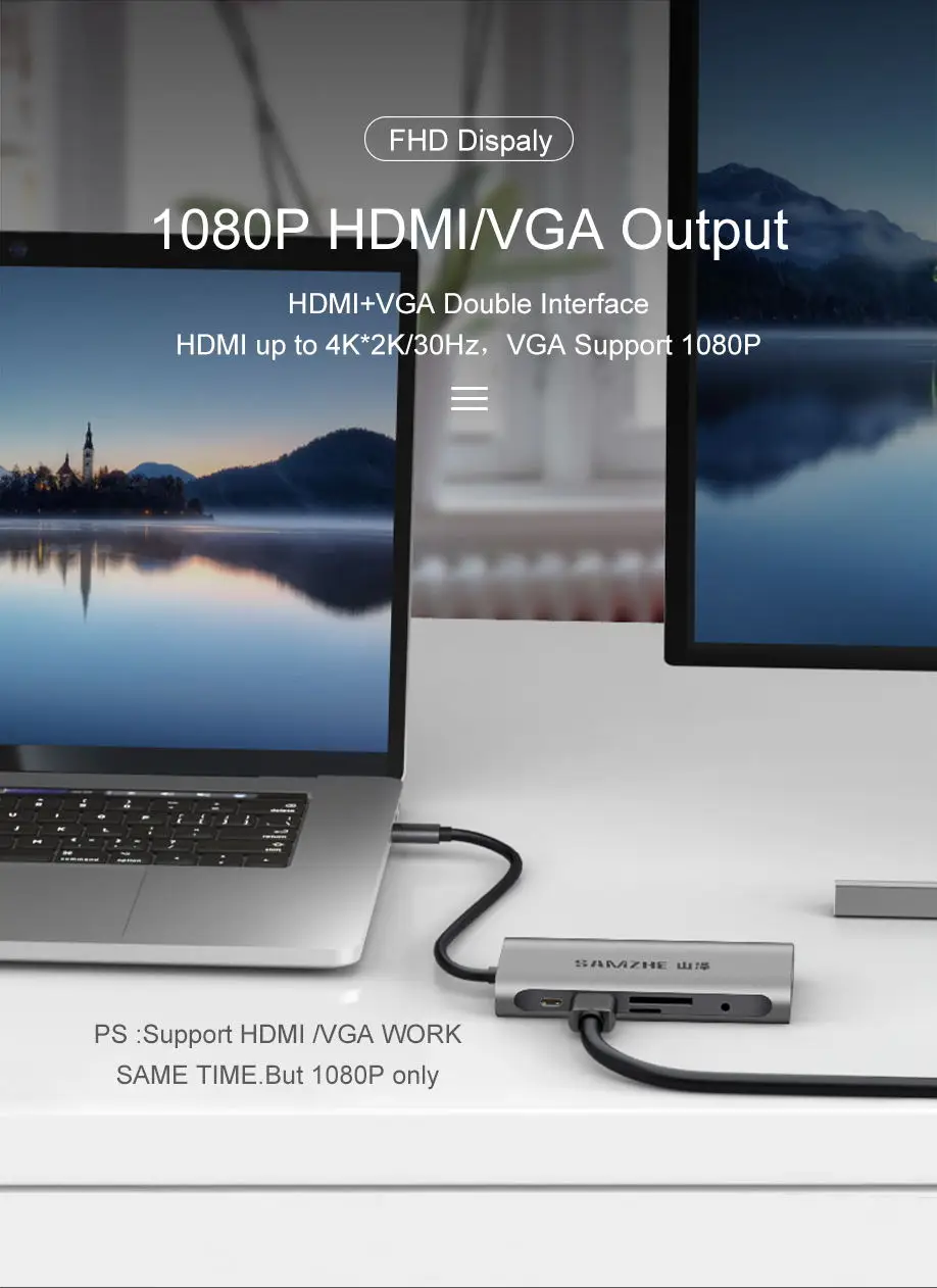 SAMZHE usb-хаб type C к HDMI RJ45 кард-ридер адаптер для MacBook samsung Galaxy S9/Note 9 huawei P20 Pro