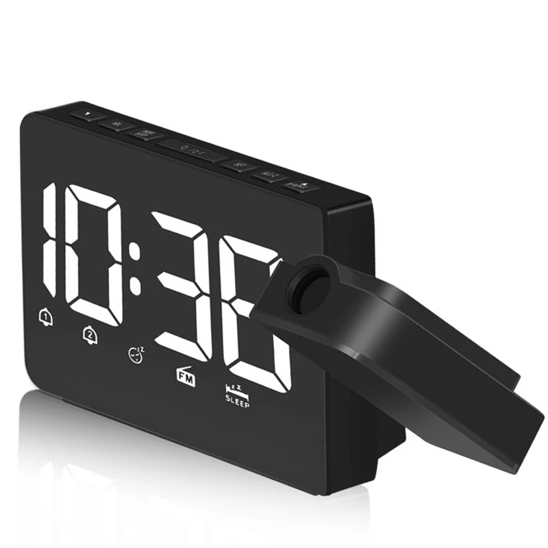 

ABFP Projection Alarm Clock Radio - FM Radio Alarm Clock With Dimmer, Ultra Clear Led Digital Alarm Clock To Ceiling Wall, Dua