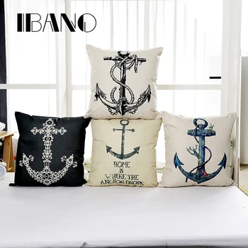 

Boat Anchor Cushion Cover Cotton&Linen Car Sofa Chair Pillow Covers For Home Decorative 1PCS/Lot funda cojin 45*45cm