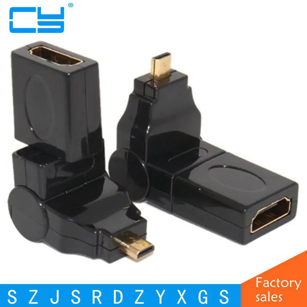 

1pcs Micro HDMI Male to HDMI Female Cable Adapter 180 / 360 Degree Rotation Connector